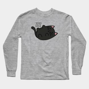 Cute Black Cat Sleeping Long Sleeve T-Shirt